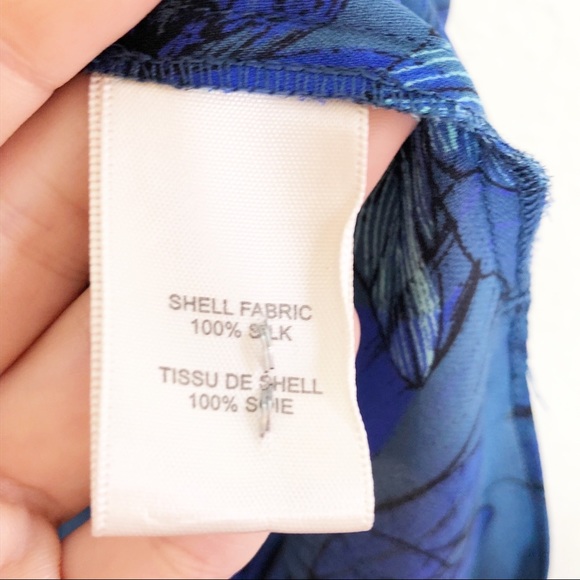 Rebecca Taylor | Blue Floral Silk Hi-Lo Blouse - Picture 5 of 6